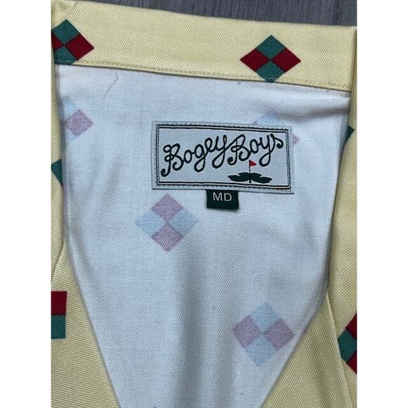 NWOT Bogey Boys by Macklemore Men's The Rectangle Button-Up Shirt Yellow Size M - Picture 2 of 8